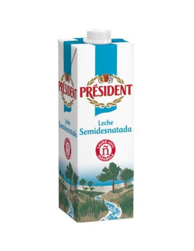 LECHE PRESIDENT SEMIDESNATADA BRIK 1LT.