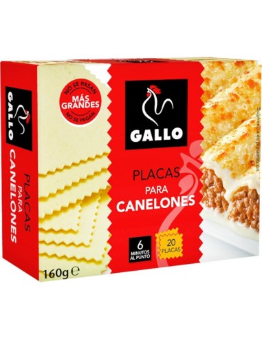 PASTA PARA CANELONES GALLO 20 UND 160 GR