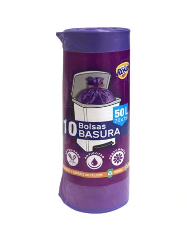 BOLSAS DE BASURA LILAS LAS DOS ROSAS 50L