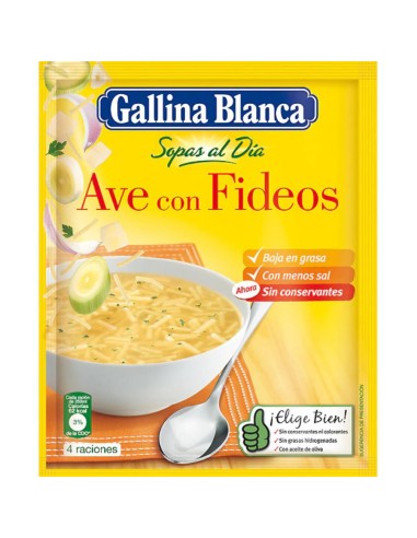 SOPA G.BLANCA AVE CON FIDEOS